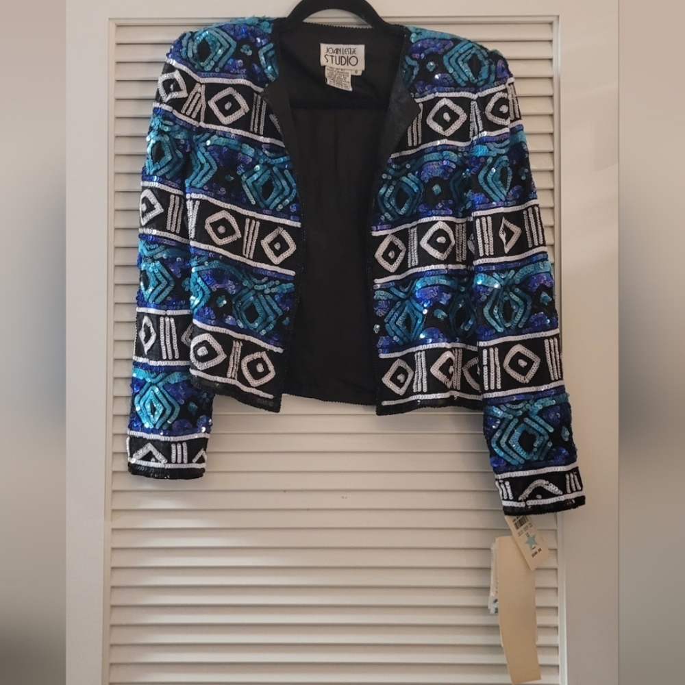 Joan Leslie Studio - (NWT) Geometric Pattern Vintage Sequin Jacket